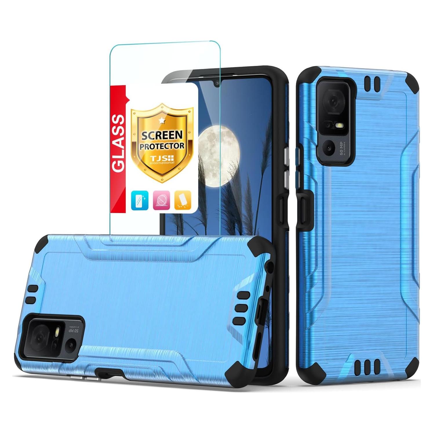 Funda TJS Azul para TCL 40 XL y Jitterbug Smart4 con Protector