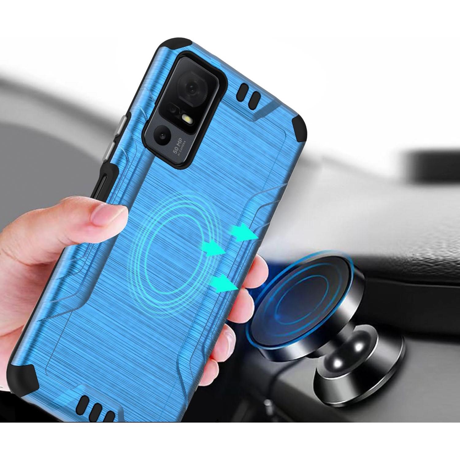 Funda TJS Azul para TCL 40 XL y Jitterbug Smart4 con Protector