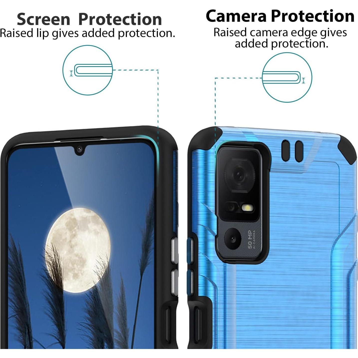 Funda TJS Azul para TCL 40 XL y Jitterbug Smart4 con Protector