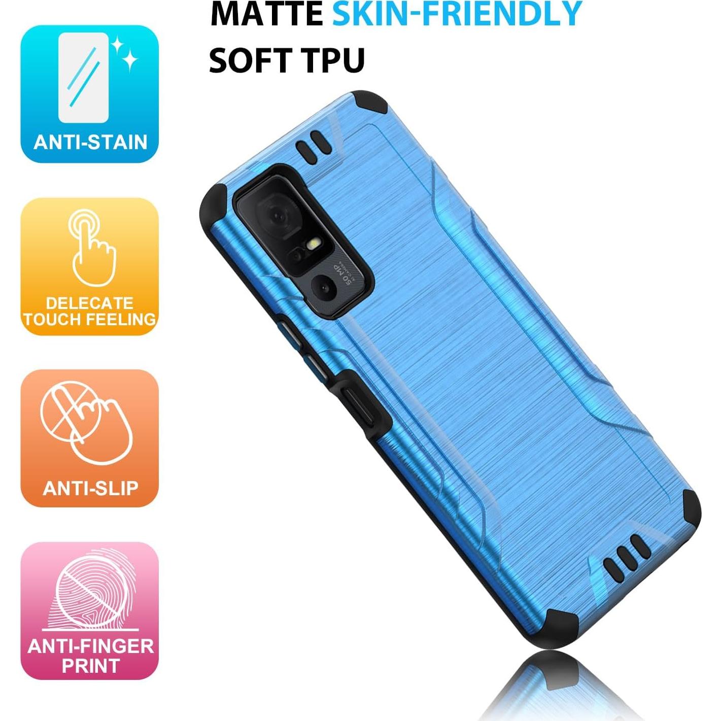 Funda TJS Azul para TCL 40 XL y Jitterbug Smart4 con Protector
