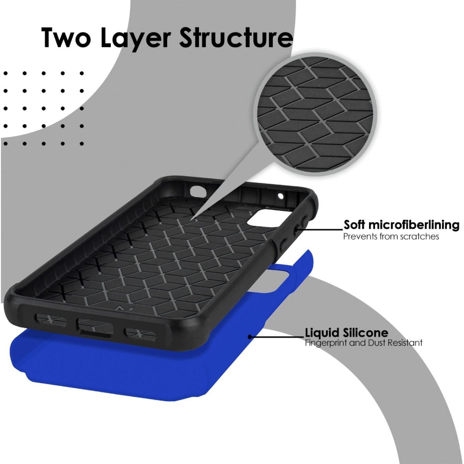 Funda Híbrida Dual + Vidrio Templado TCL 30 Z 4188C Azul