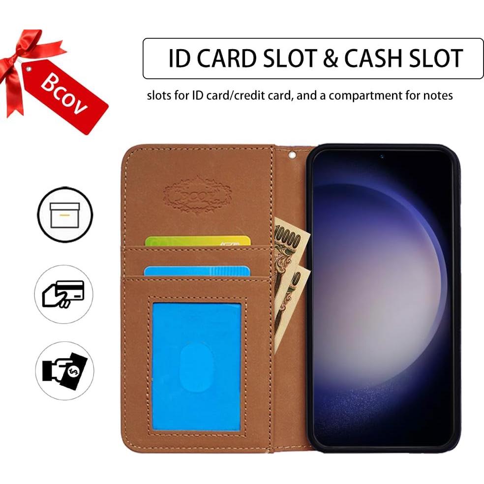 Funda de cuero Bcov para Revvl 7 5G con diseño mariposa