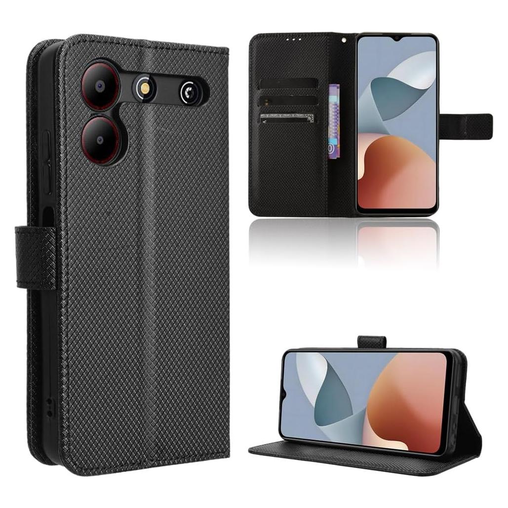 Funda de cuero PU tipo libro Elubugod para ZTE Blade A54 negra