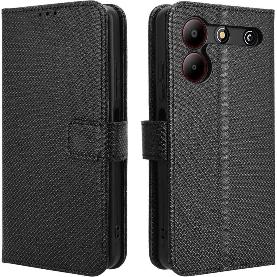 Funda de cuero PU tipo libro Elubugod para ZTE Blade A54 negra