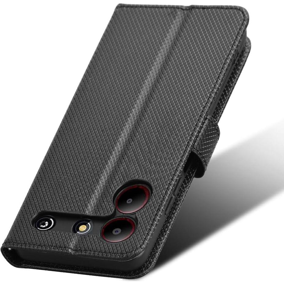 Funda de cuero PU tipo libro Elubugod para ZTE Blade A54 negra