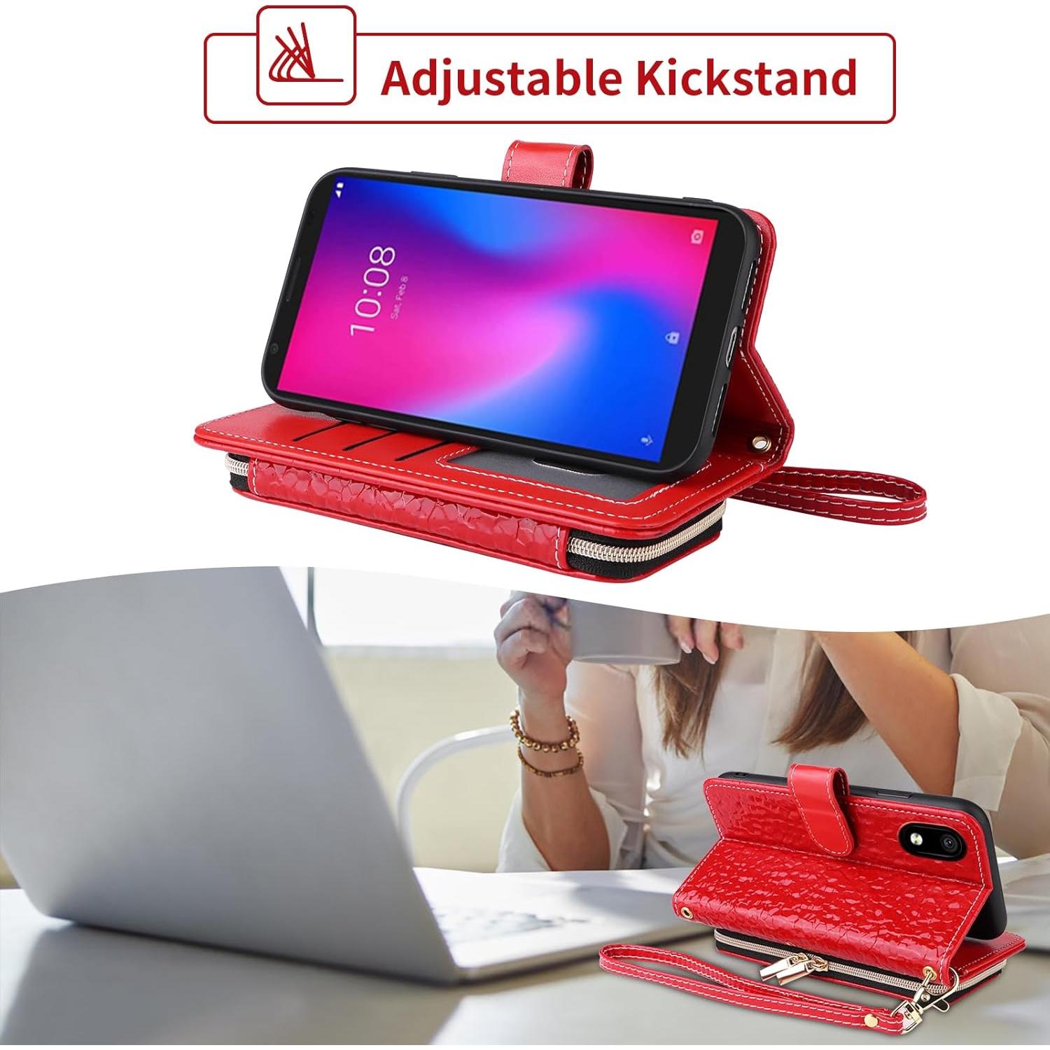 Funda Cartera Furiet para ZTE Avid 579 y Blade A3 Rojo