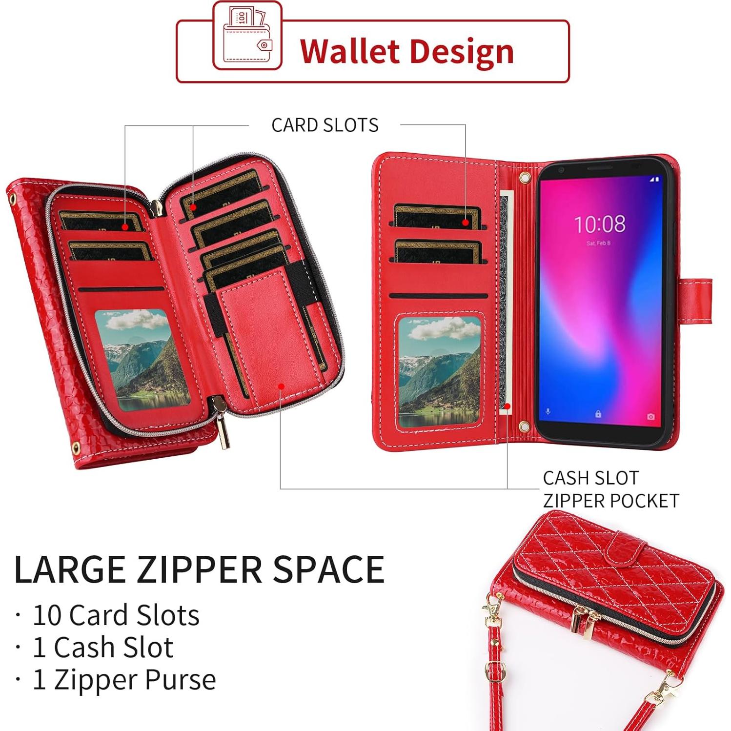 Funda Cartera Furiet para ZTE Avid 579 y Blade A3 Rojo