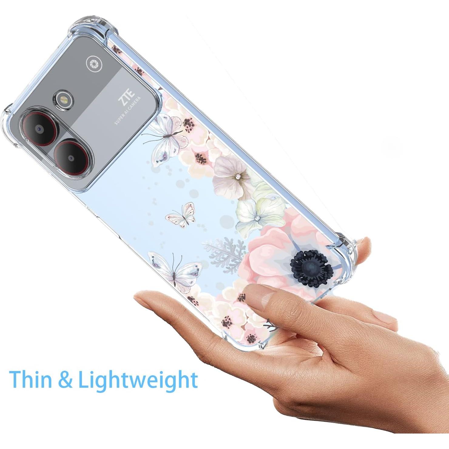 Funda TPU ZTE Blade A54 4G Rosa Floral Mariposas