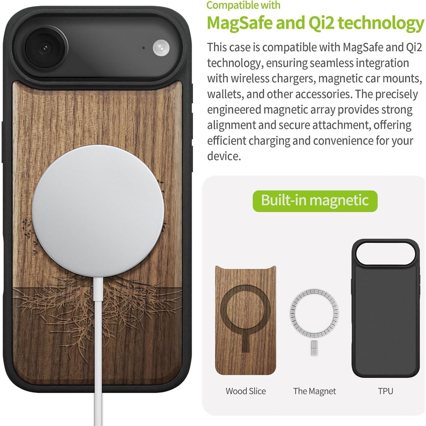 Funda de Madera Carveit para iPhone Air Yin Yang - TPU y Grabado