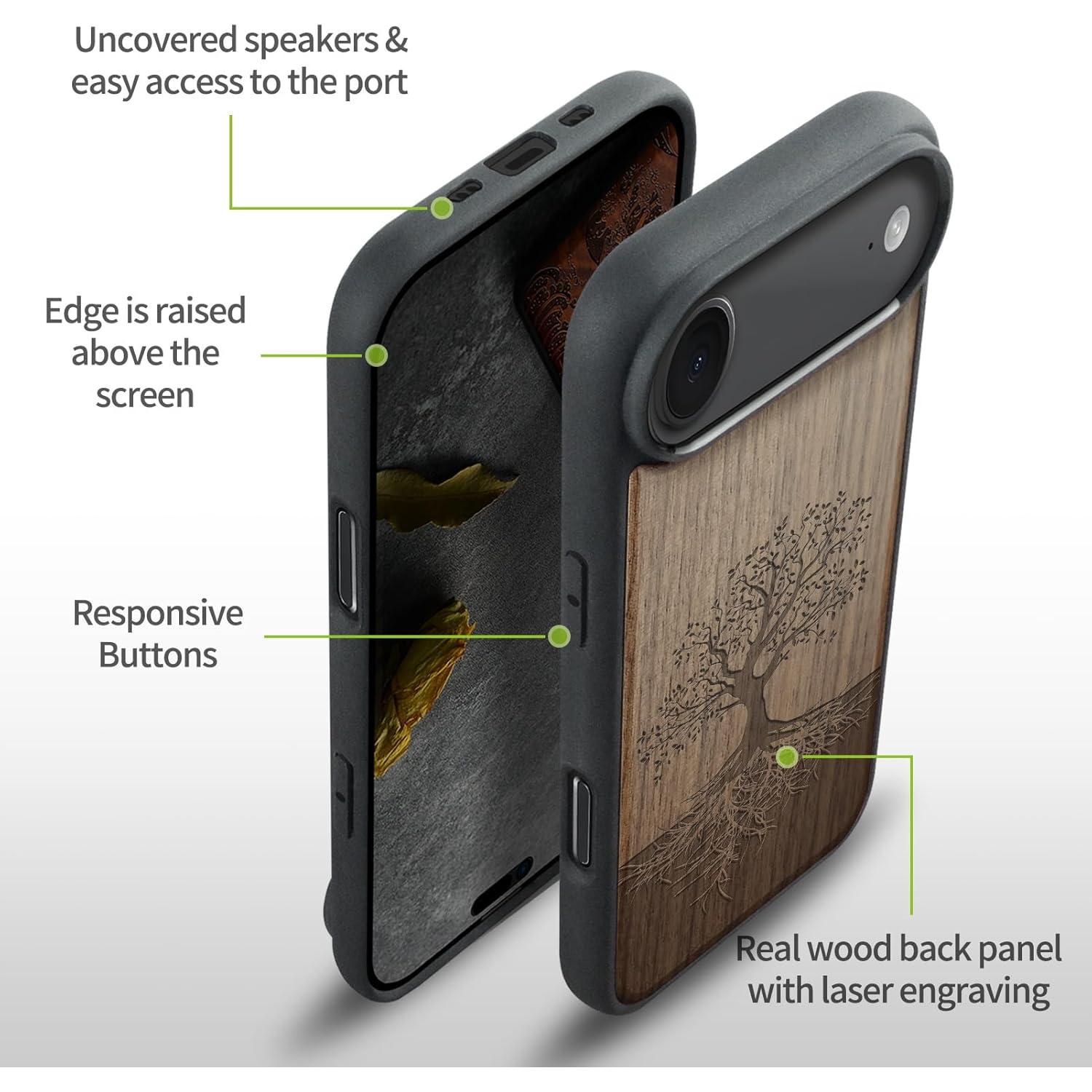 Funda de Madera Carveit para iPhone Air Yin Yang - TPU y Grabado