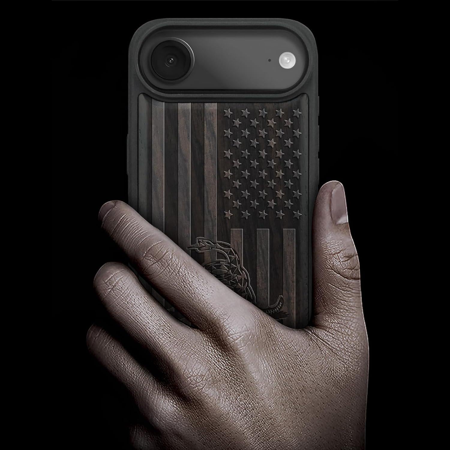 Funda de Madera Magnética Carveit para iPhone 17 Air - Grabado Gadsden