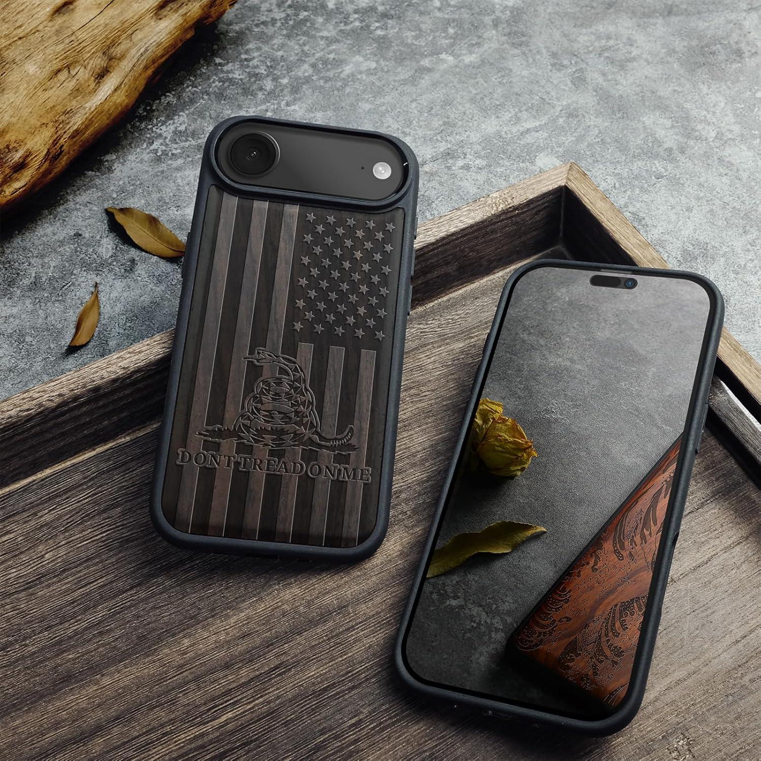 Funda de Madera Magnética Carveit para iPhone 17 Air - Grabado Gadsden