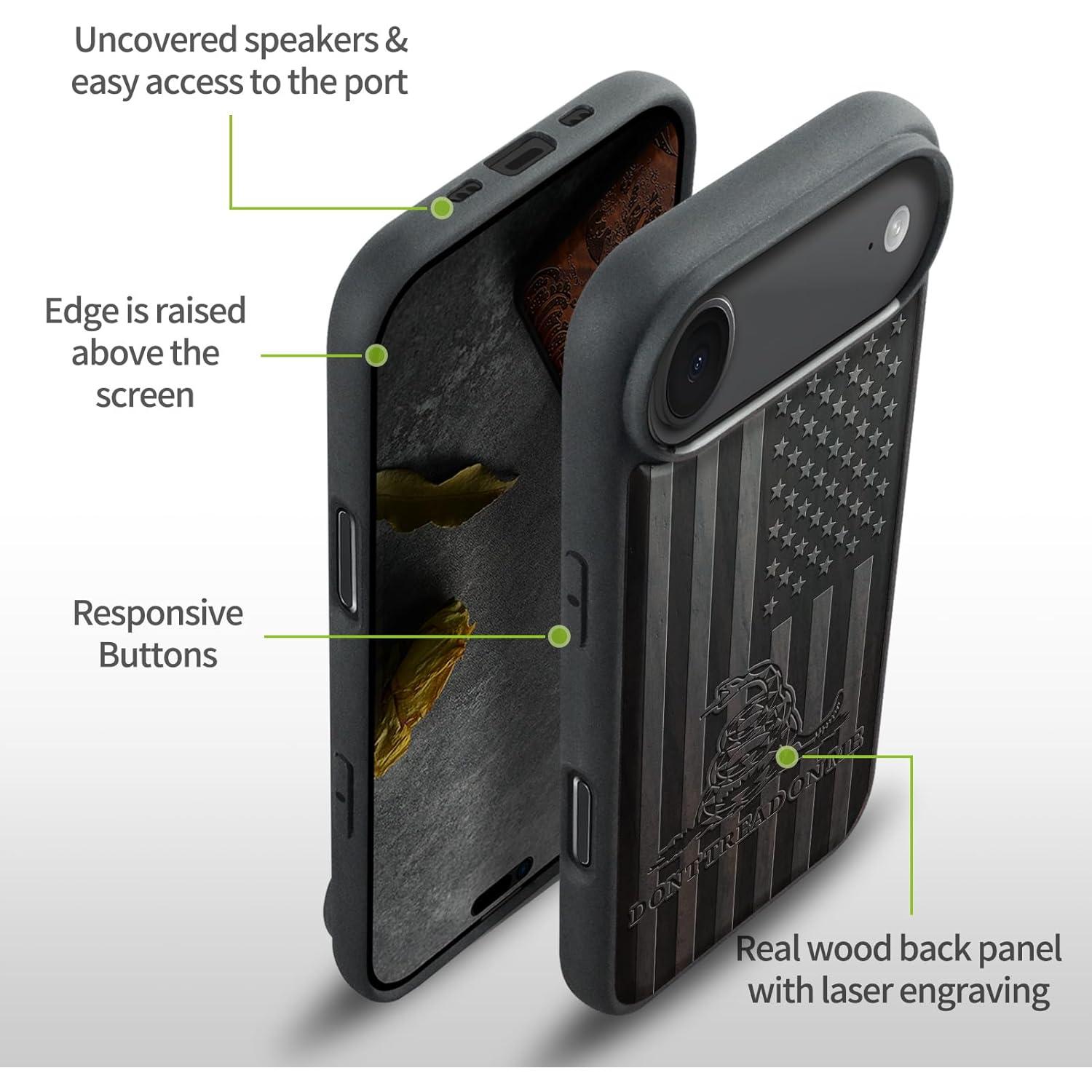 Funda de Madera Magnética Carveit para iPhone 17 Air - Grabado Gadsden