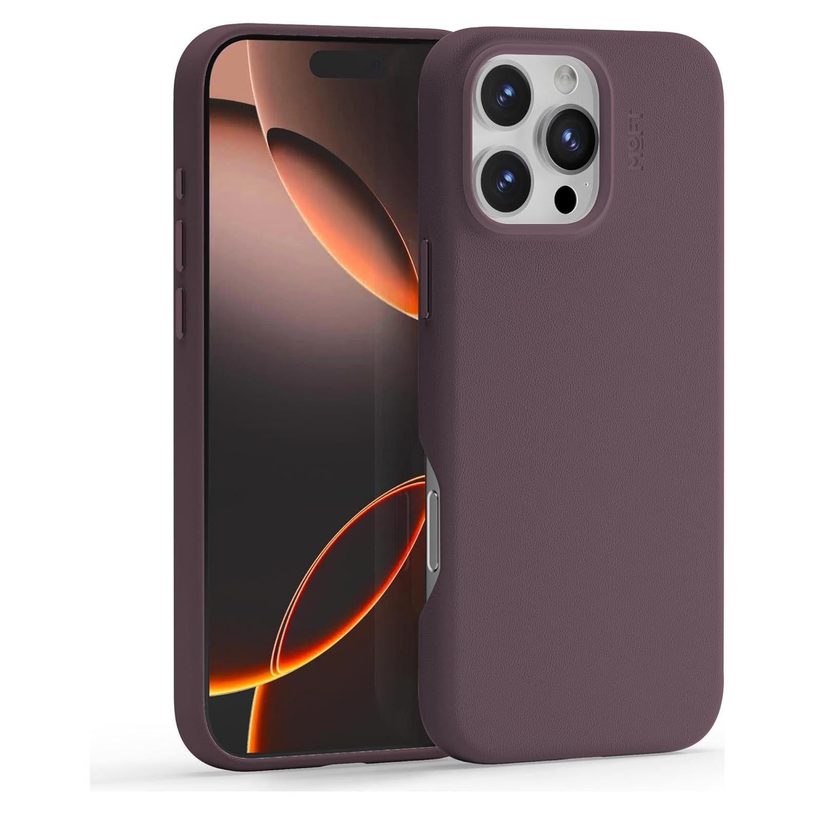 MOFT Snap Case MOVAS™ for iPhone 16 Pro Max Case, Compatible with MagSafe, Magnetic Premium Vegan Leather Phone Case with Smooth Feeling, Enduring Color Minimalist 6.9in Protective Case, BlackBerry