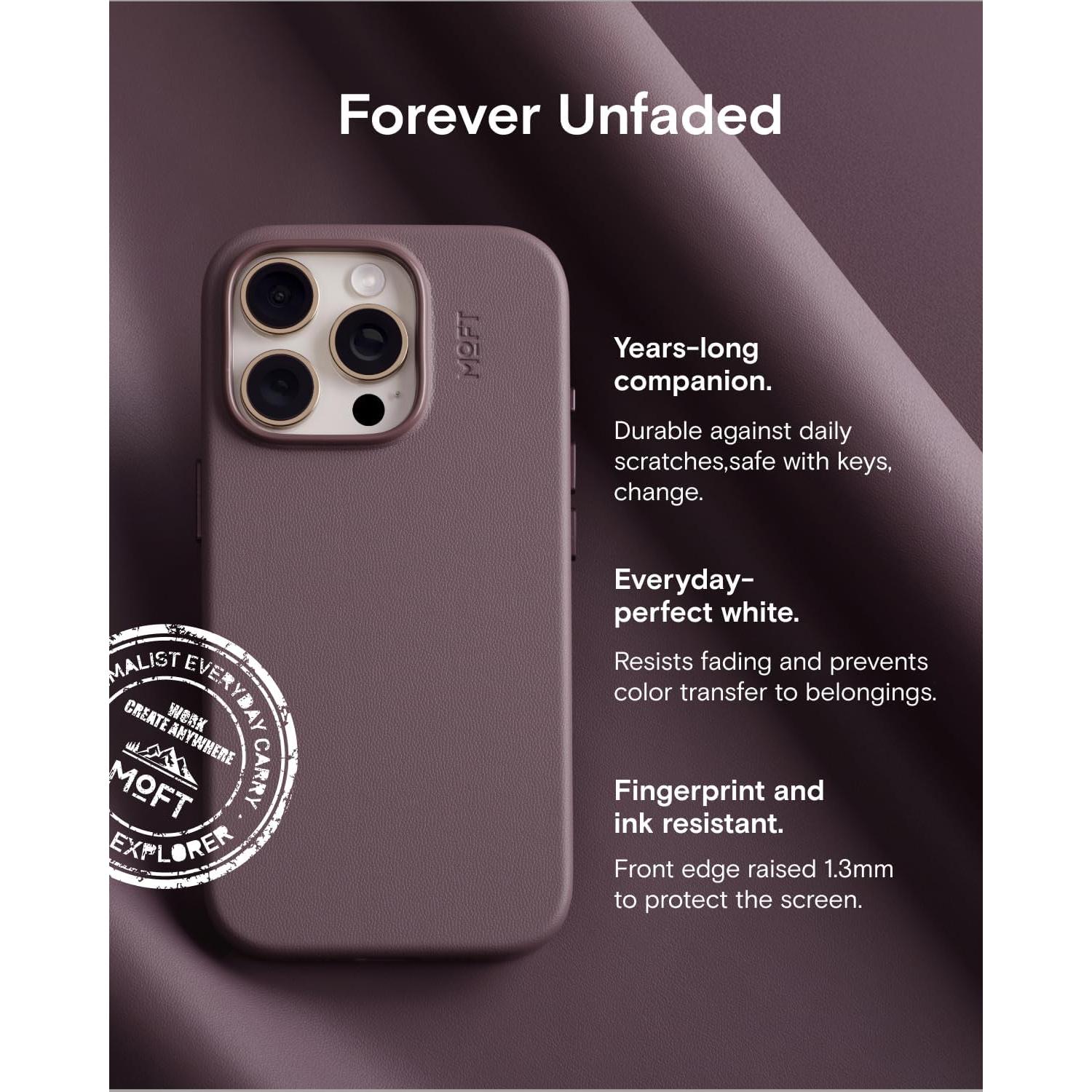 MOFT Snap Case MOVAS™ for iPhone 16 Pro Max Case, Compatible with MagSafe, Magnetic Premium Vegan Leather Phone Case with Smooth Feeling, Enduring Color Minimalist 6.9in Protective Case, BlackBerry