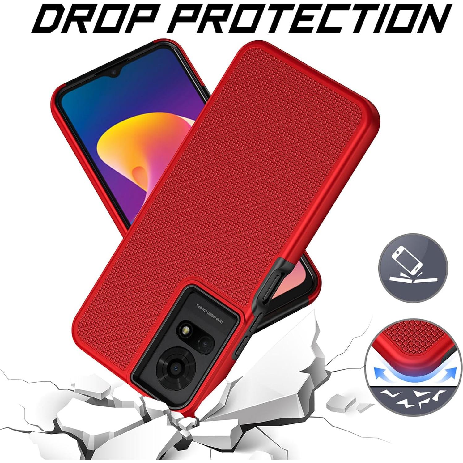 Funda Ailiber Doble Capa para TCL K23/K24/50 LE - Rojo