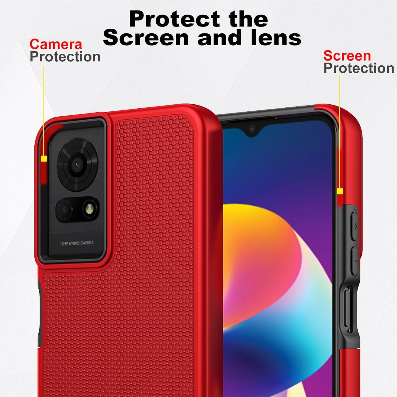 Funda Ailiber Doble Capa para TCL K23/K24/50 LE - Rojo