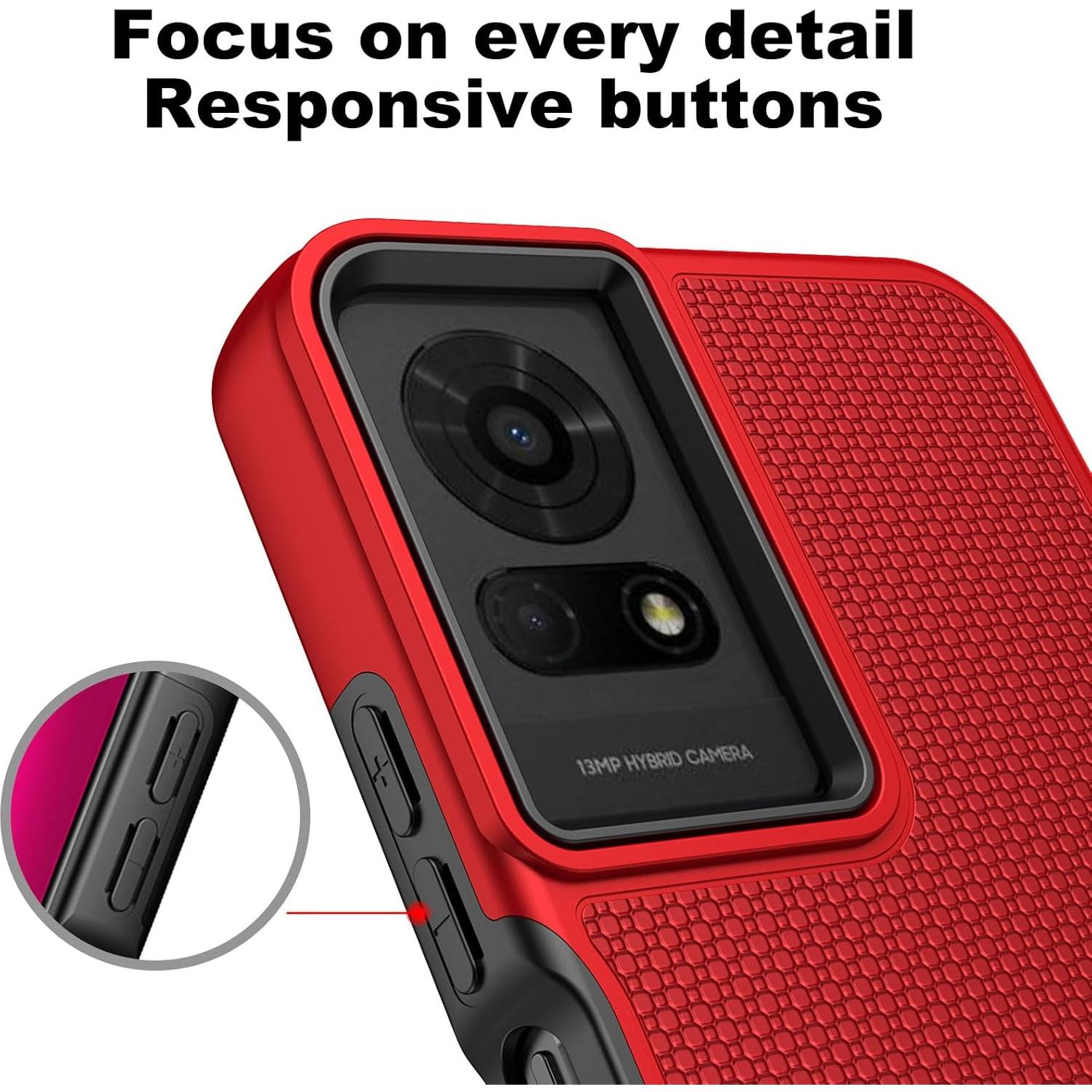 Funda Ailiber Doble Capa para TCL K23/K24/50 LE - Rojo