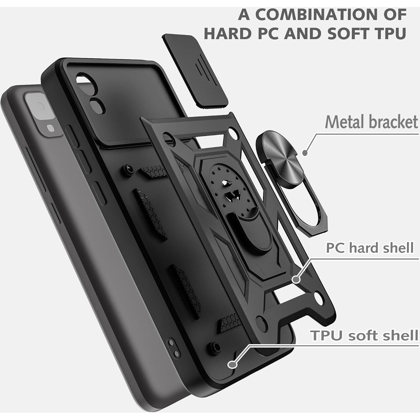 Funda protectora AKINIK para TCL 30Z/TCL 30 LE, negra
