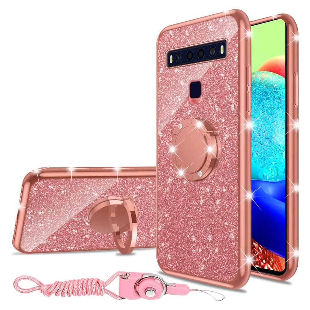 Funda Brillante para TCL 10L Nancheng Oro Rosa con Soporte