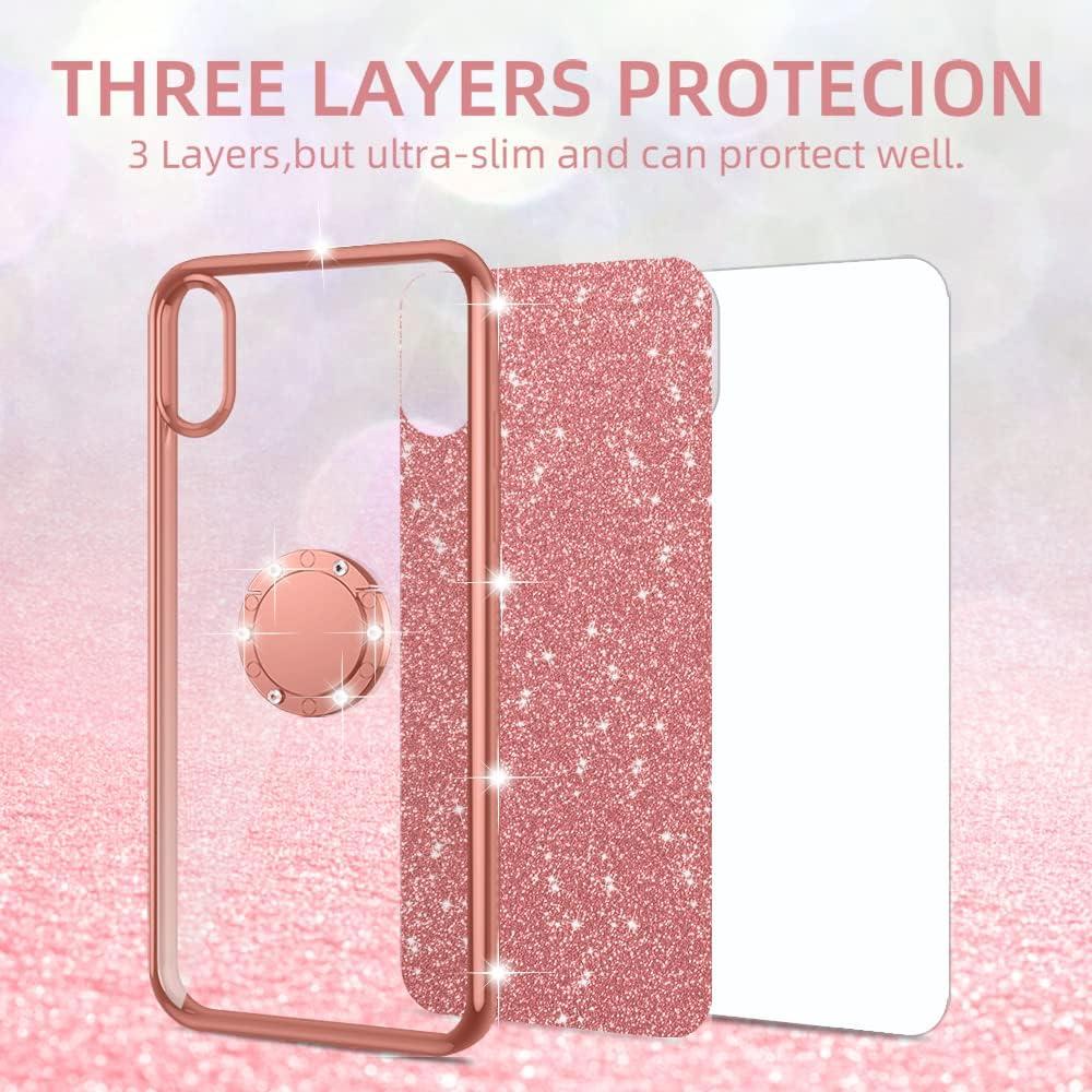 Funda Brillante para TCL 10L Nancheng Oro Rosa con Soporte