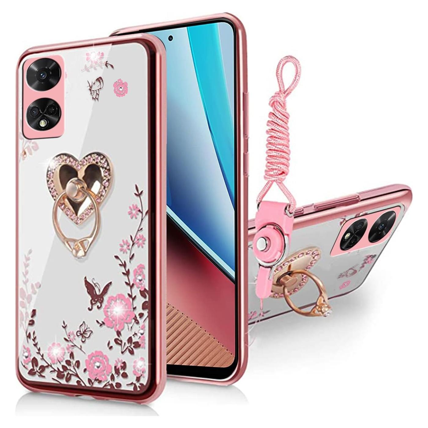 Funda B-wishy Rosa Dorado para TCL 50 XE 5G con Soporte
