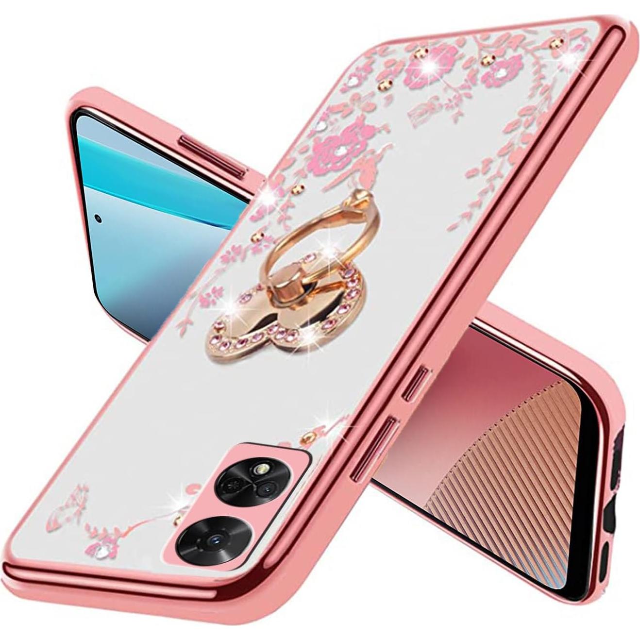 Funda B-wishy Rosa Dorado para TCL 50 XE 5G con Soporte