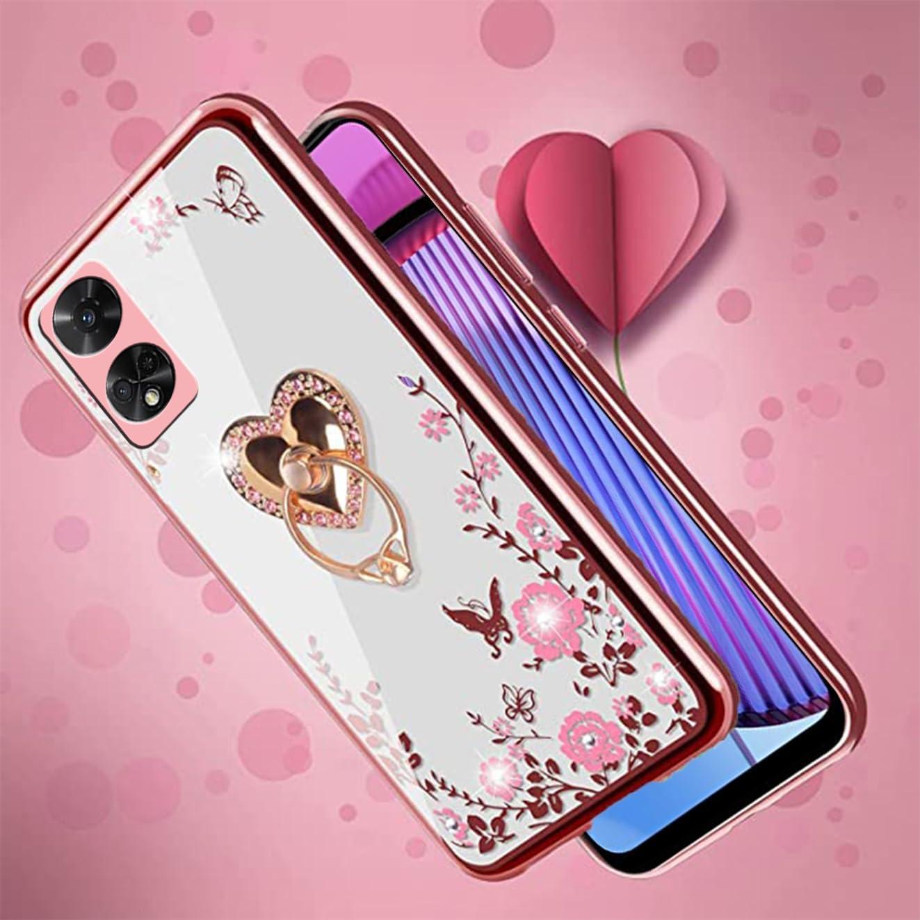 Funda B-wishy Rosa Dorado para TCL 50 XE 5G con Soporte