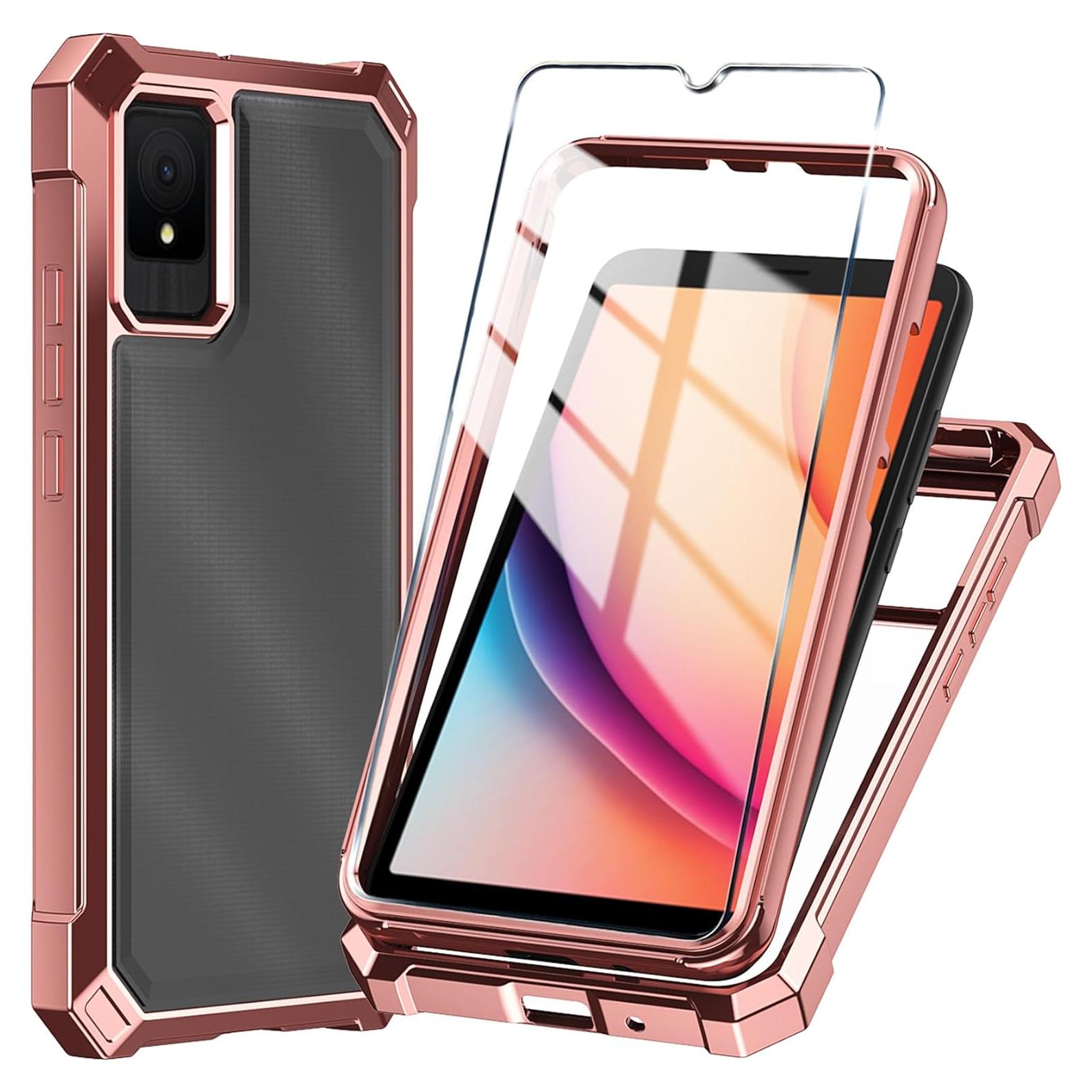 Funda TCL K11 Oro Rosa + Protector de Pantalla Vidrio Templado