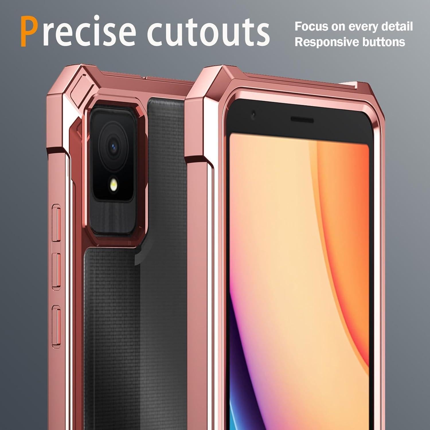 Funda TCL K11 Oro Rosa + Protector de Pantalla Vidrio Templado