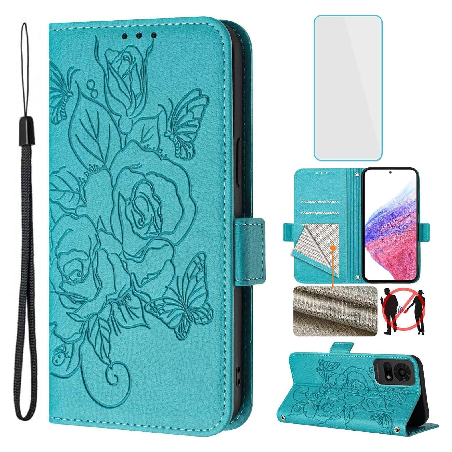 Funda Plegable OUEAYIEN para TCL 50 LE/K23/K24 con RFID Azul