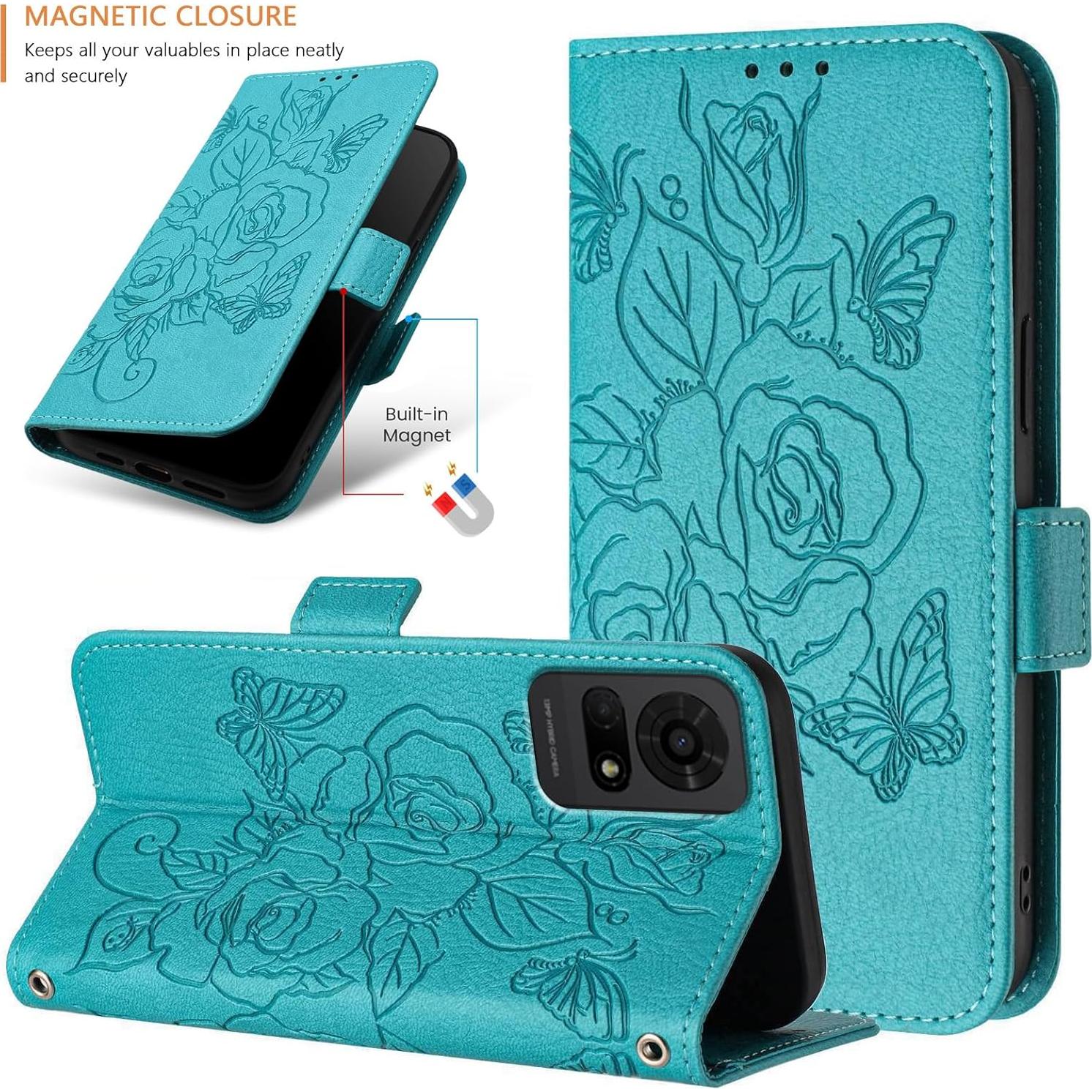Funda Plegable OUEAYIEN para TCL 50 LE/K23/K24 con RFID Azul