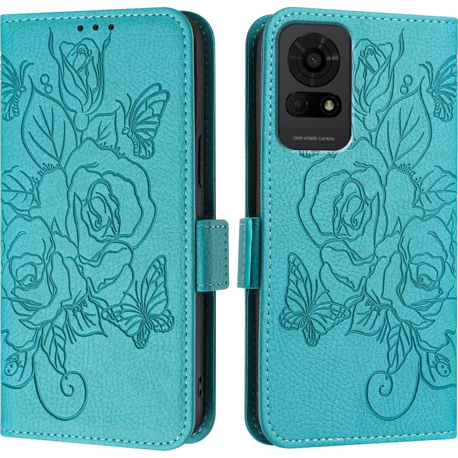 Funda Plegable OUEAYIEN para TCL 50 LE/K23/K24 con RFID Azul