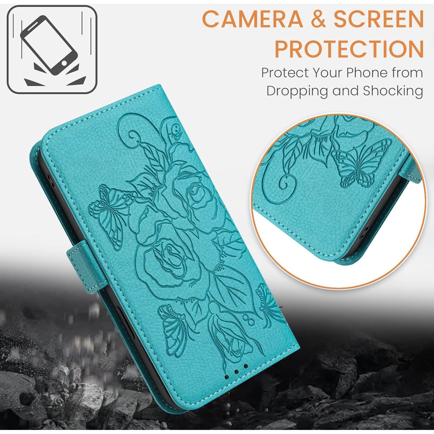 Funda Plegable OUEAYIEN para TCL 50 LE/K23/K24 con RFID Azul