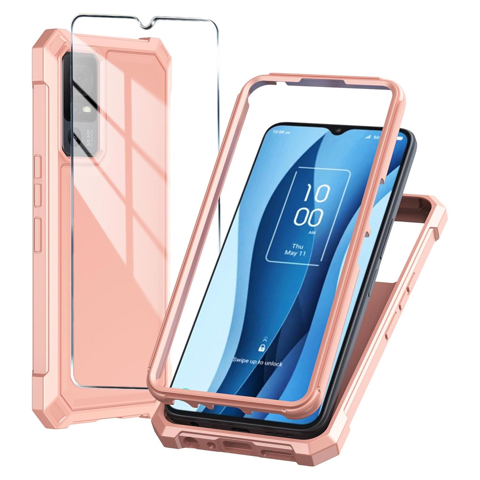 Funda protectora TCL 40 XE 5G con vidrio templado Oro Rosa
