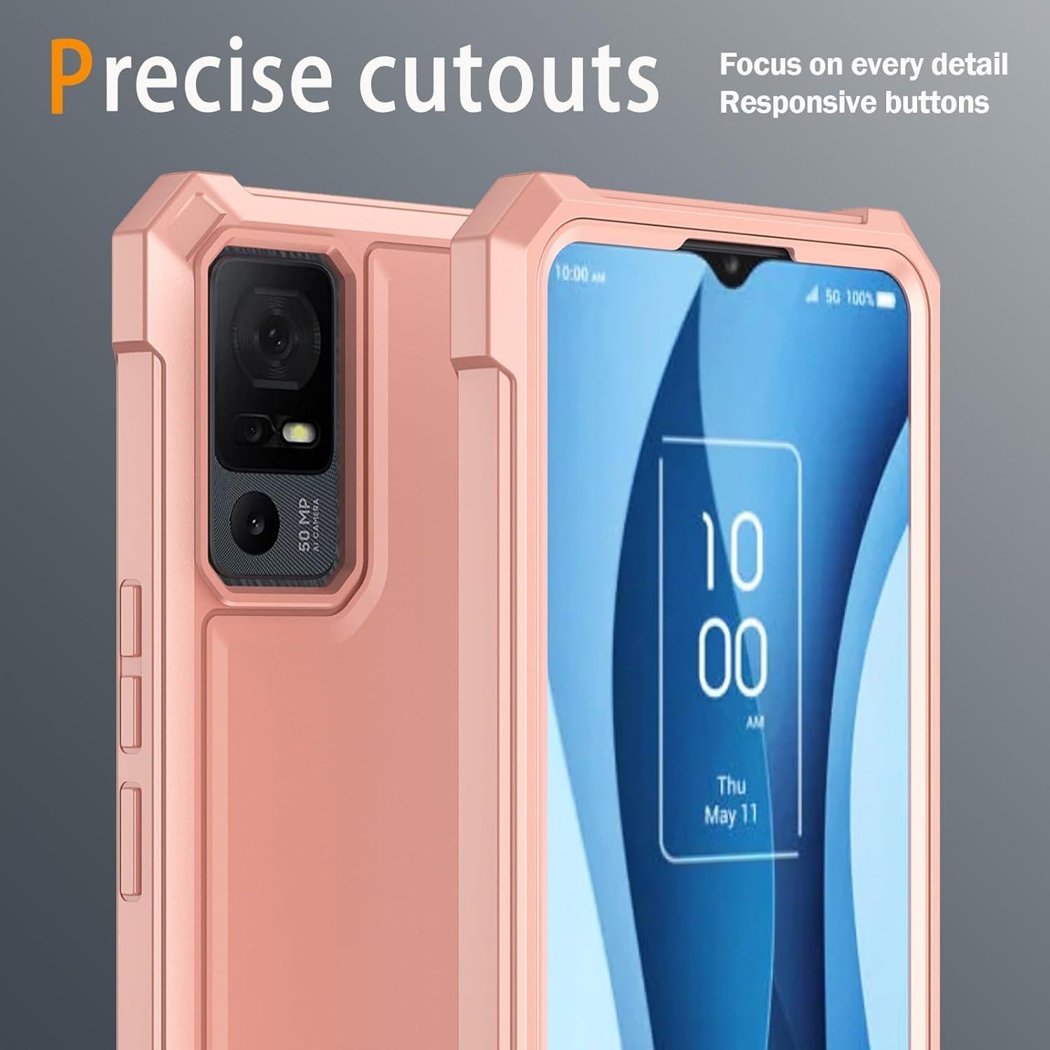 Funda protectora TCL 40 XE 5G con vidrio templado Oro Rosa