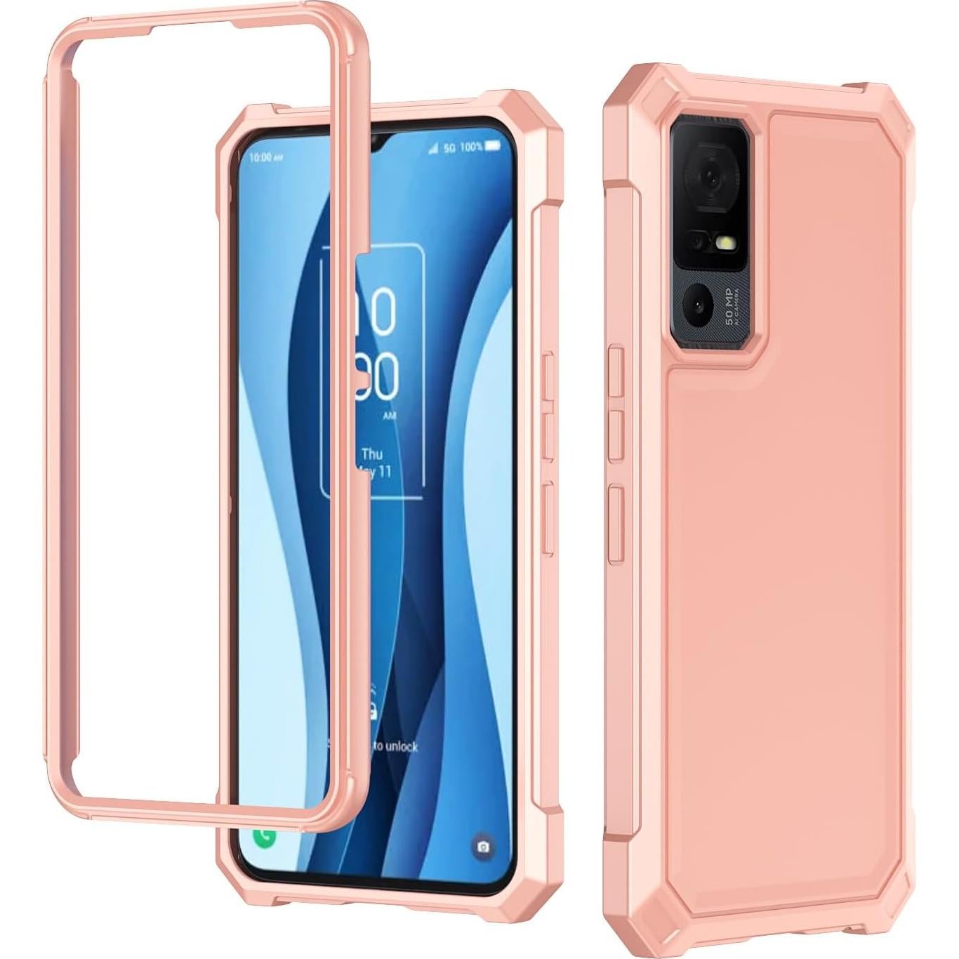 Funda protectora TCL 40 XE 5G con vidrio templado Oro Rosa
