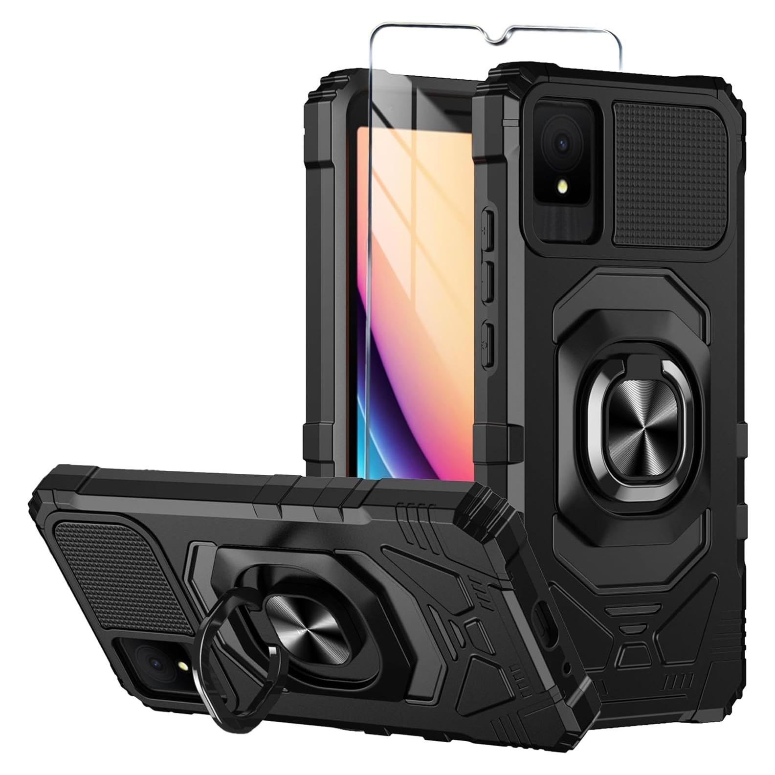 Funda para TCL K11 con protector de pantalla y soporte - Negro