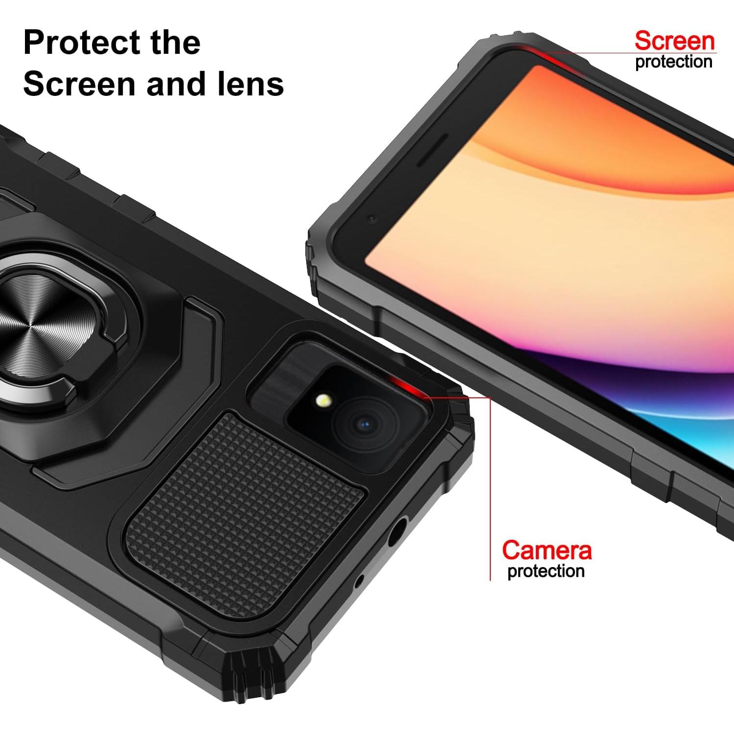 Funda para TCL K11 con protector de pantalla y soporte - Negro