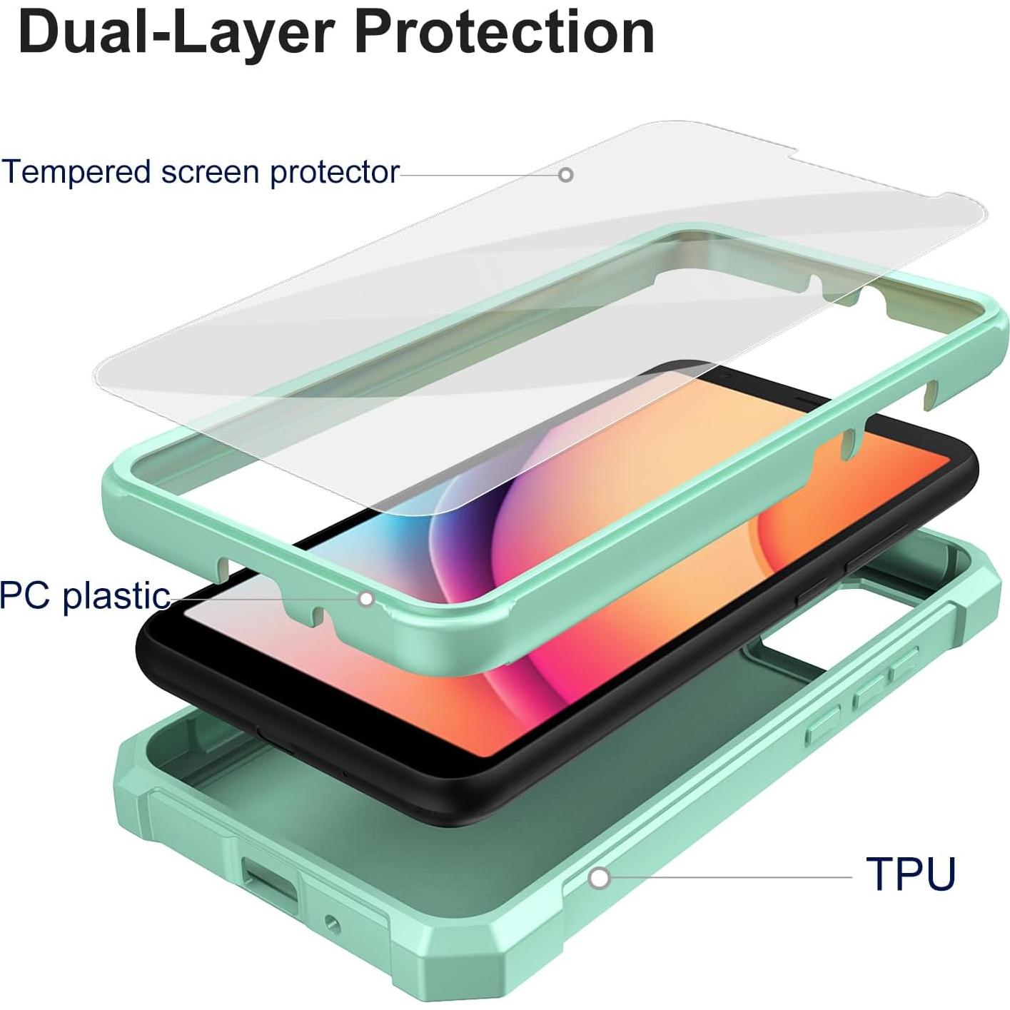 Funda Ailiber Doble Capa para TCL K11 T432W Verde Menta
