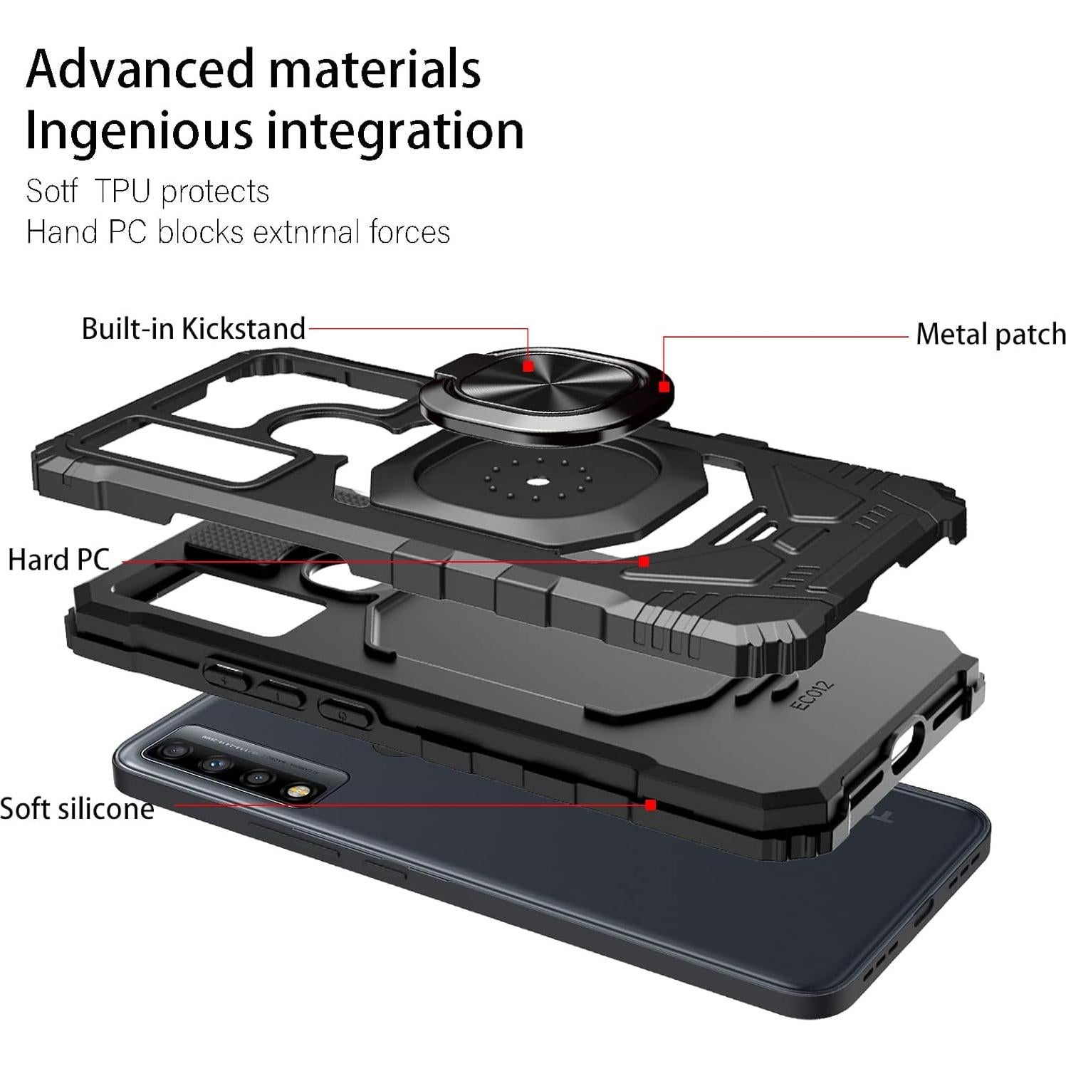 Funda Protectora Ailiber para TCL 4X 5G y 20 A 5G - Negra