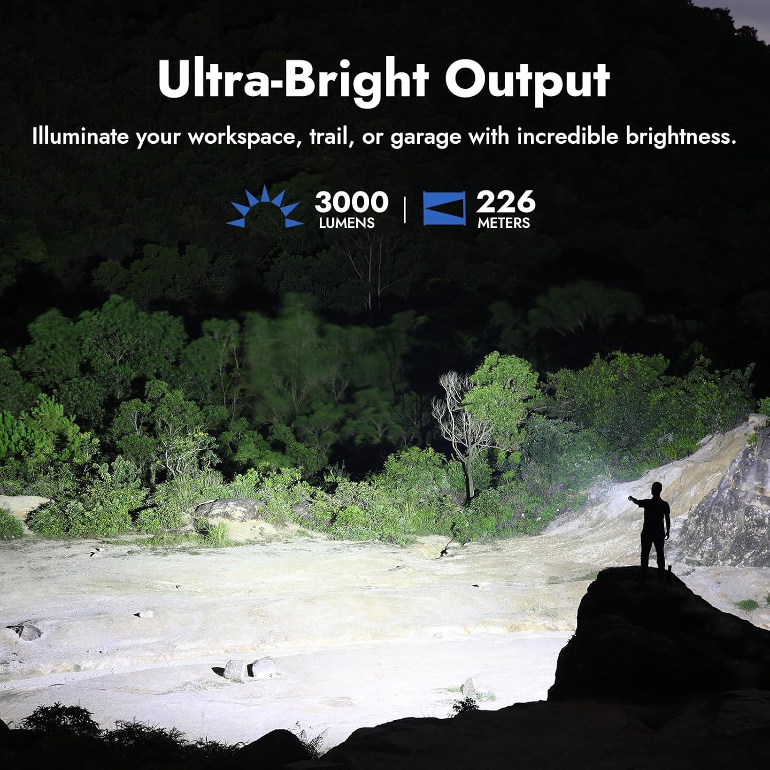 Linterna Táctica WUBEN L3 3000 Lúmenes Recargable USB-C