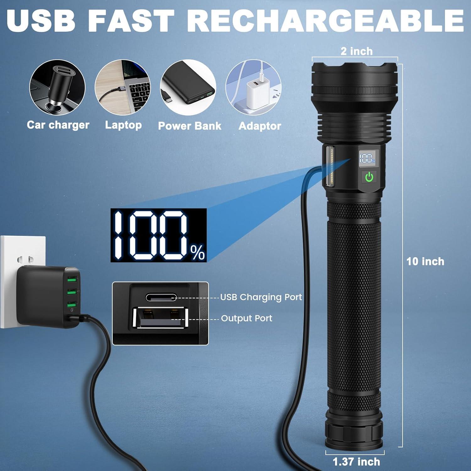 Linterna LED KZK TK50 Recargable 10,000 Lúmenes IP67