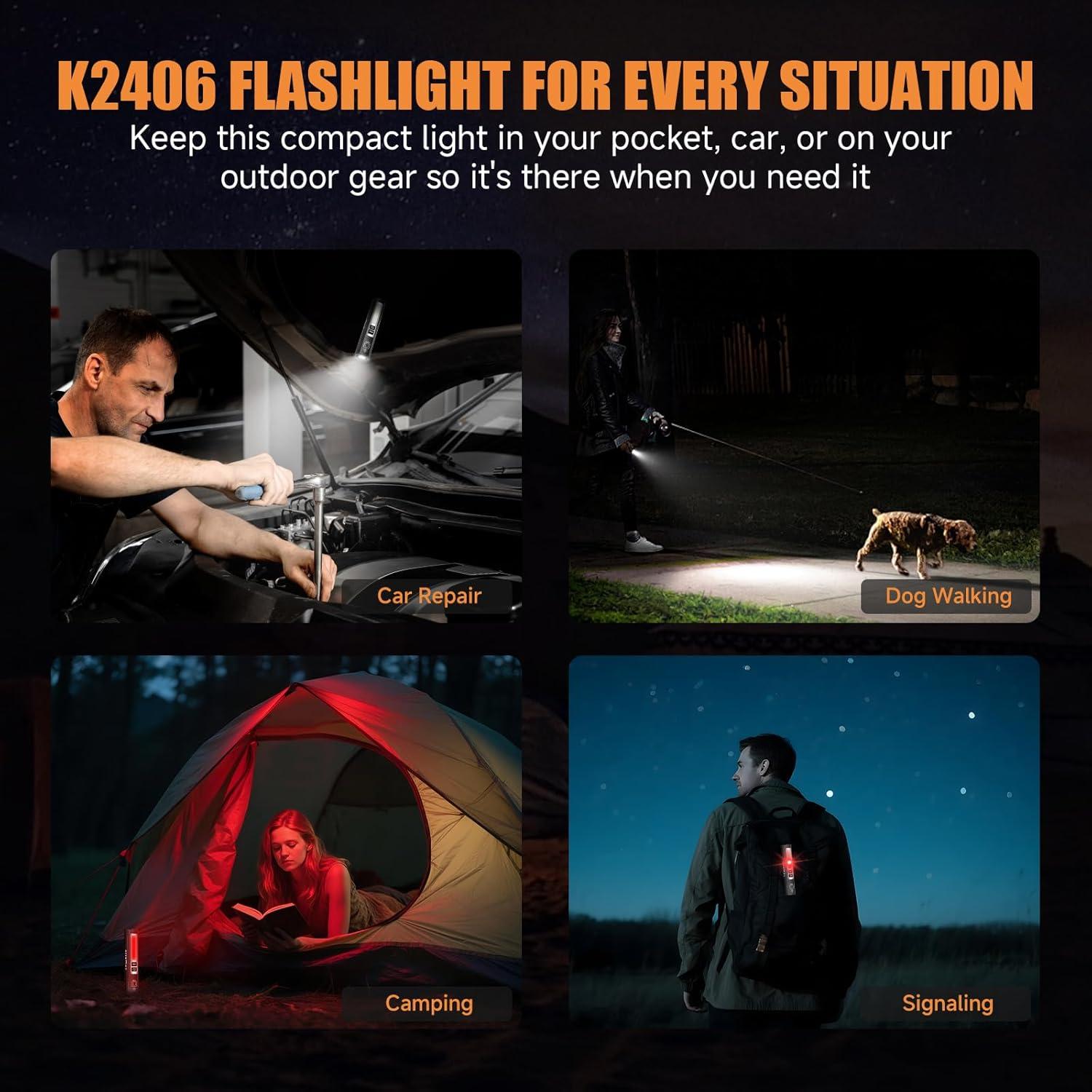 Linterna Táctica Recargable Banral K2406 LED 8 Modos Impermeable