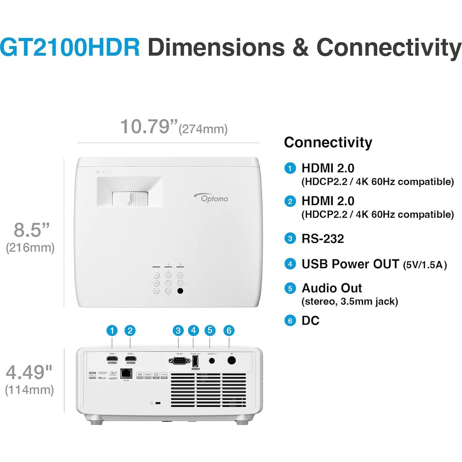 Proyector Láser Full HD Optoma GT2100HDR 4200 Lúmenes