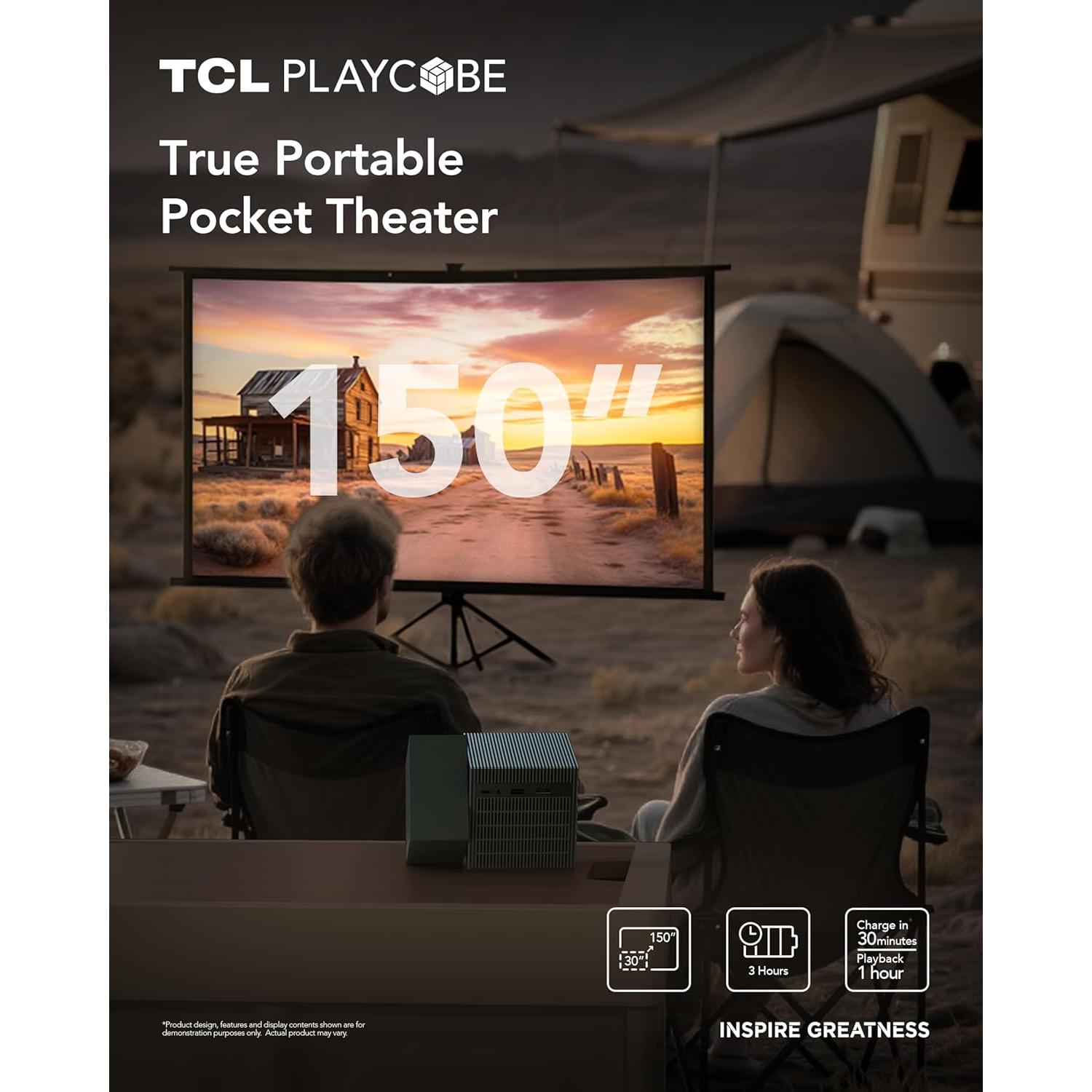 Proyector TCL PlayCube 1080P FHD Portátil con Batería 66Wh