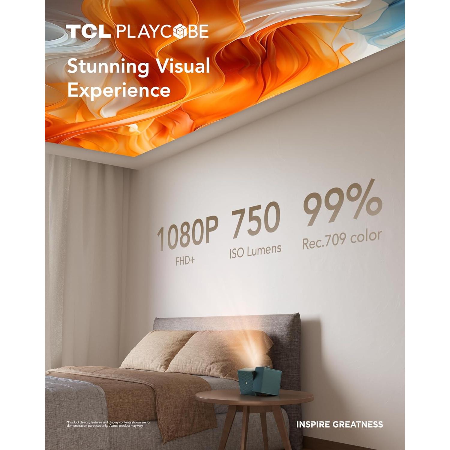 Proyector TCL PlayCube 1080P FHD Portátil con Batería 66Wh