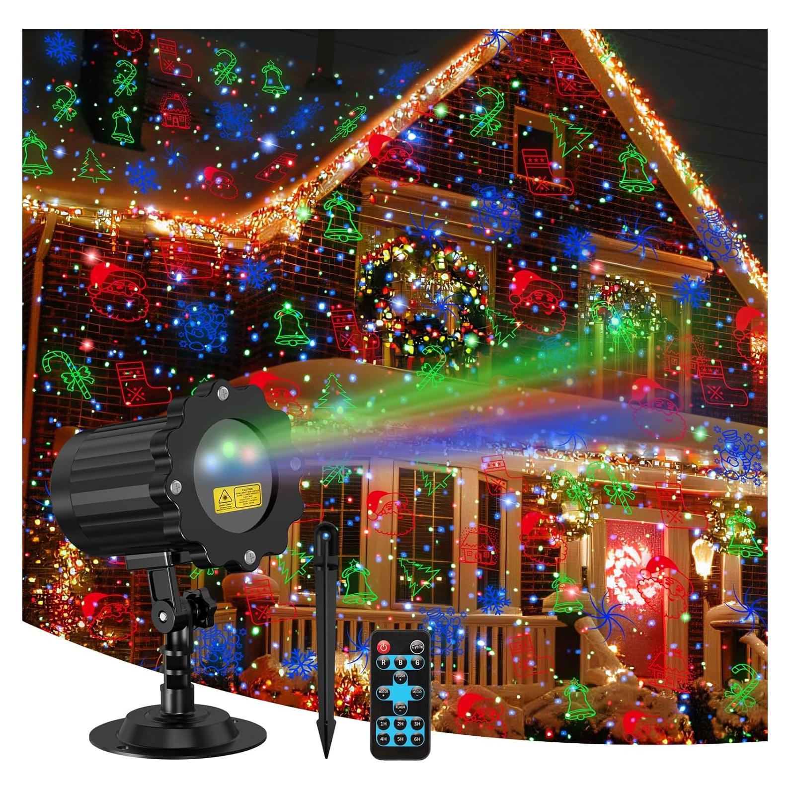 Proyector de luces láser navideñas RGB IP65 10.5x10x18cm