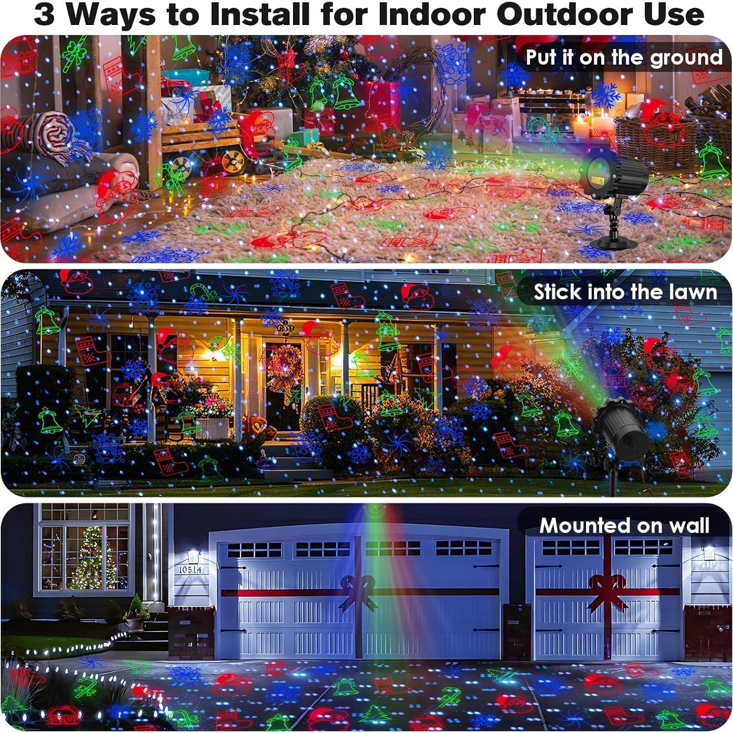 Proyector de luces láser navideñas RGB IP65 10.5x10x18cm