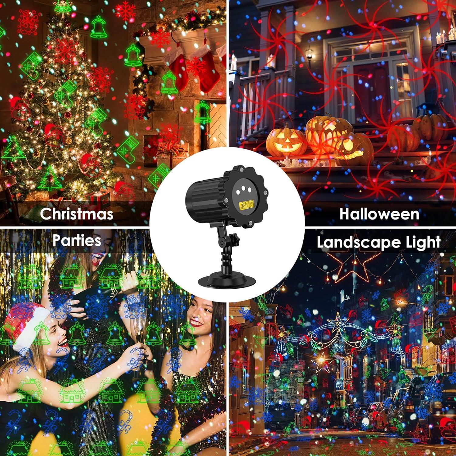 Proyector de luces láser navideñas RGB IP65 10.5x10x18cm